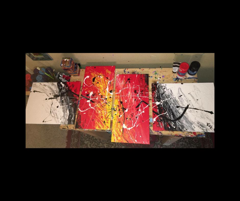 Four Panel Tetraptych Painting by Norma Perez-Abreu