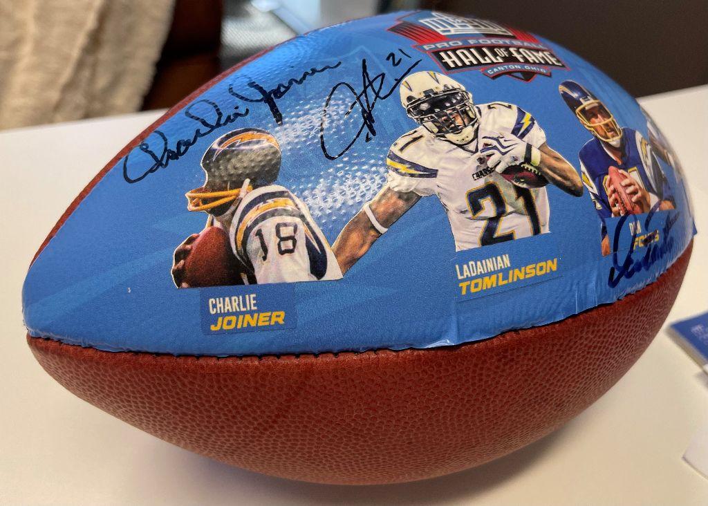 Four Chargers Hall of Fame Players Autographed/Authenticated Football