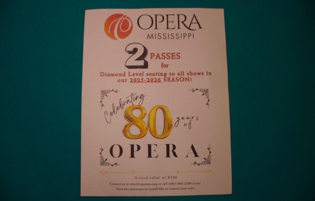 2 Tickets to 80th Season Pass for Diamond Level Seating at the Mississippi Opera