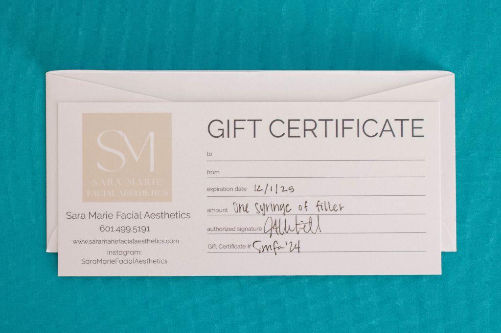 Certificate for 1 Syringe of Filler