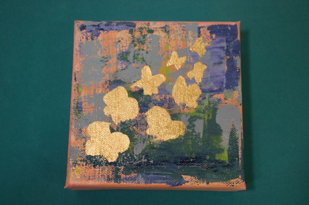 2 4x4 Acrylic Paintings from the Gold and Color Collection