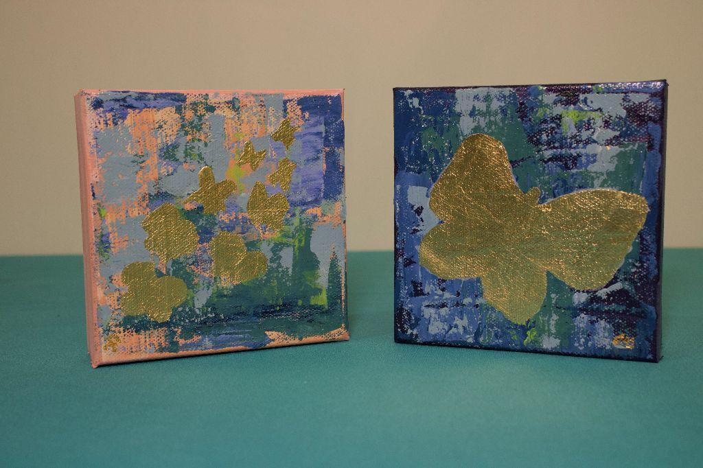 2 4x4 Acrylic Paintings from the Gold and Color Collection
