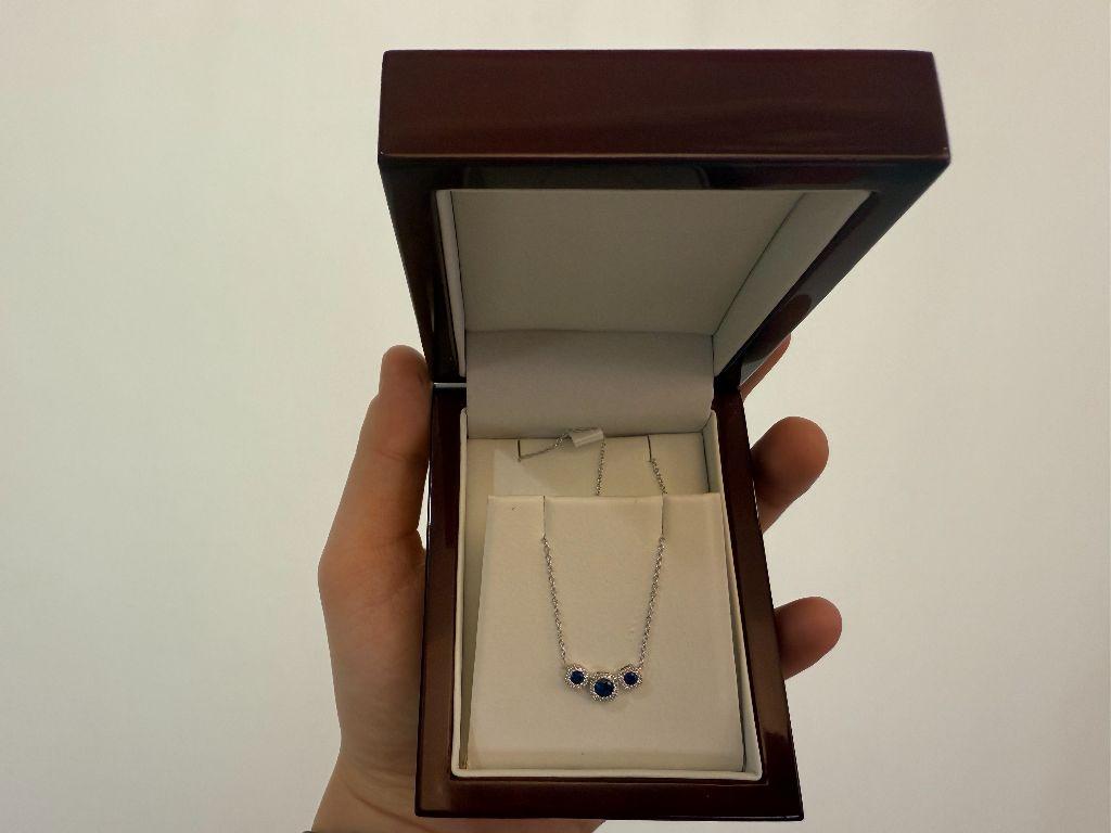 3 Stone Sapphire Necklace