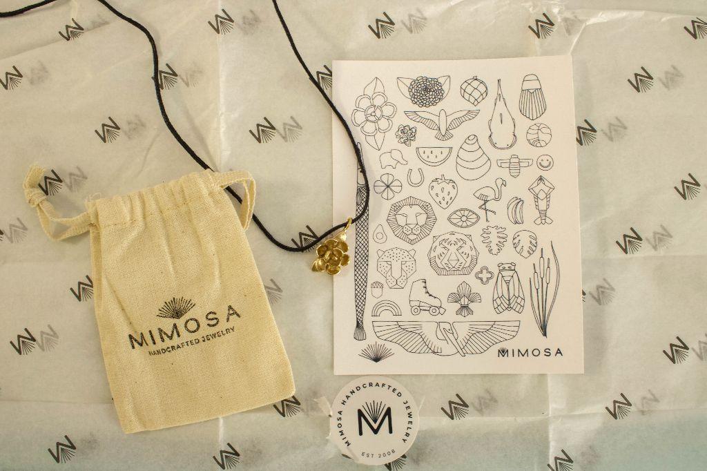 Mimosa Handcrafted Magnolia Pendant & Black Cord Necklace