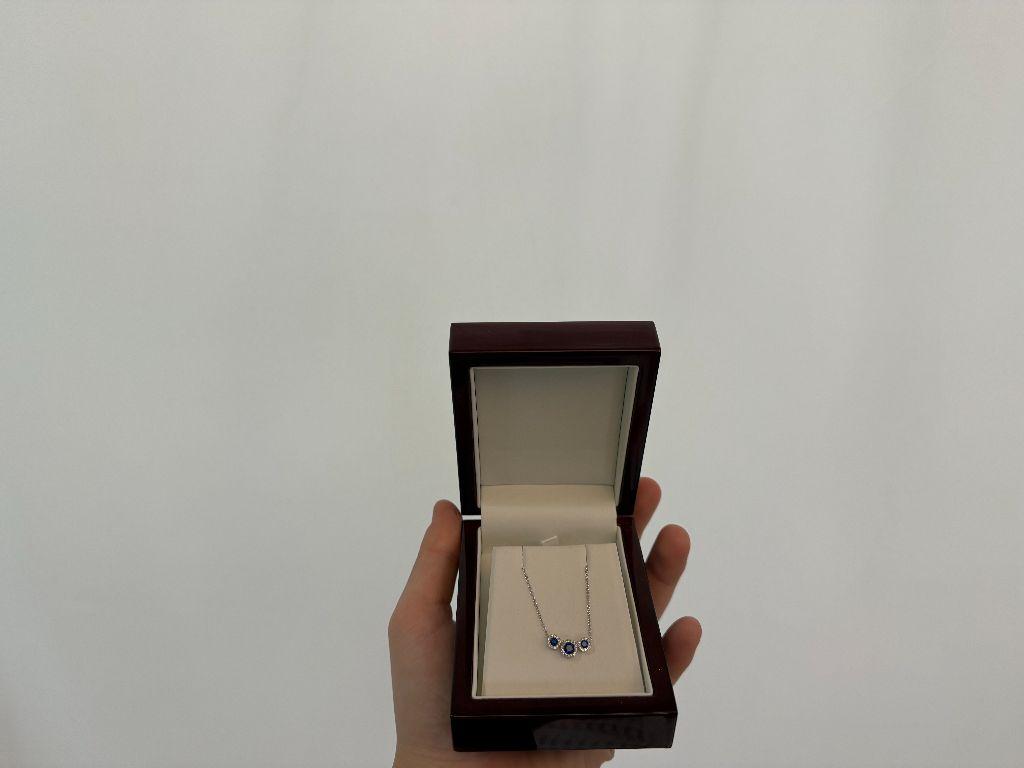 3 Stone Sapphire Necklace