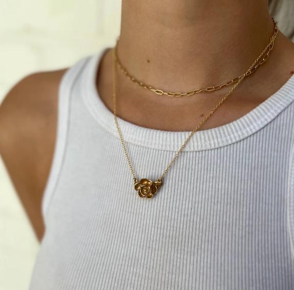 Mimosa Handcrafted Magnolia Pendant & Black Cord Necklace