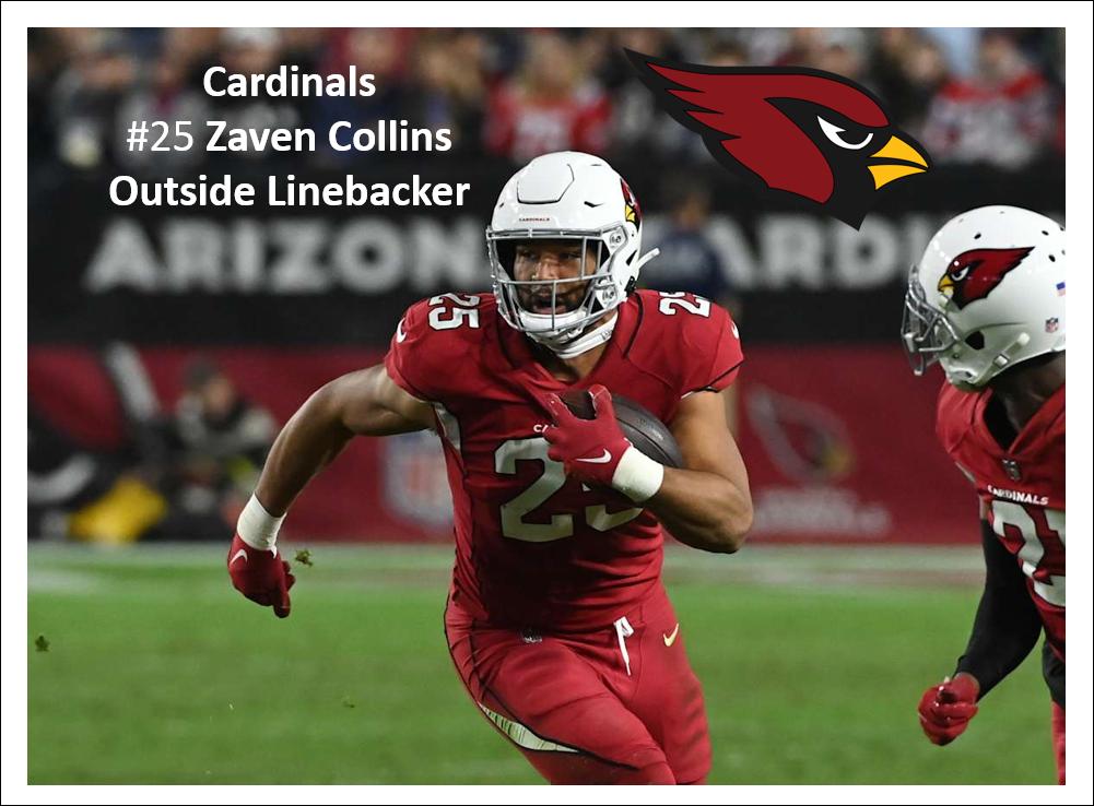 Autographed Cardinals Football, #25 Zaven Collins OLB Autographed Football
