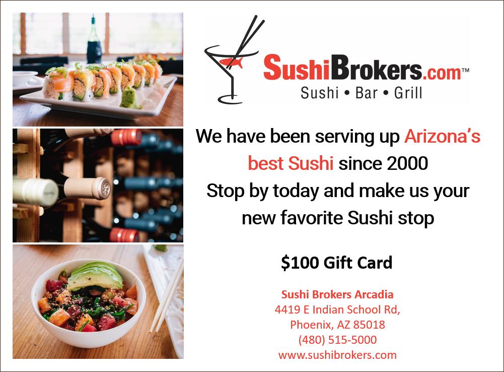Sushi Brokers Arcadia $100 Gift Card