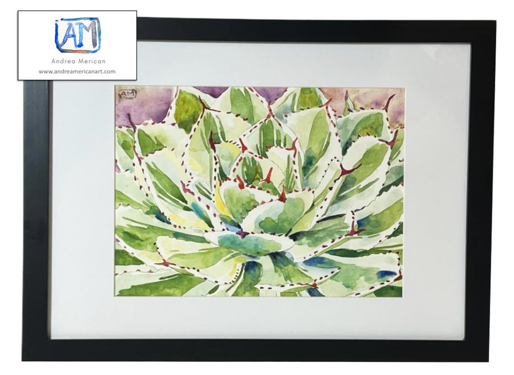 Variegated Aloe Watercolor Framed Print by Andrea Me...