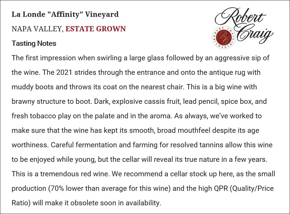 2021 Robert Craig Affinity Cabernet Sauvignon Magnum 1.5L