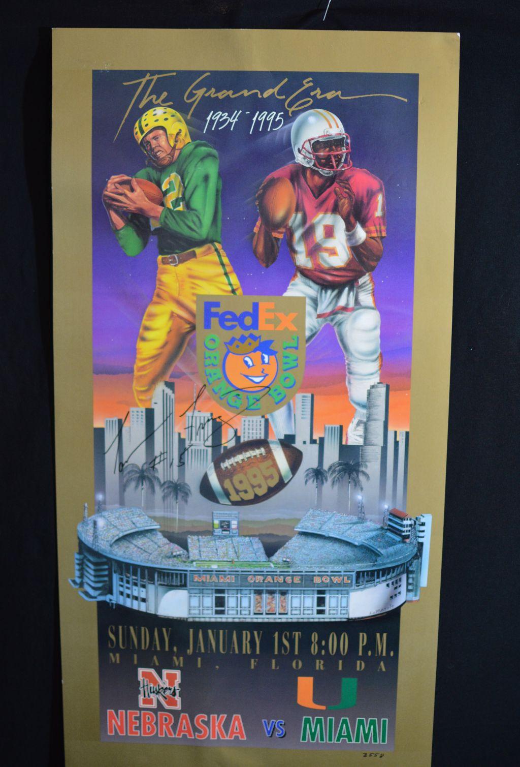 1995 Orange Bowl Poster Autographed by Tommy Frazier