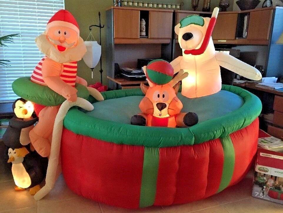 Inflatable 7.5ft Animated Pool Time with Santa