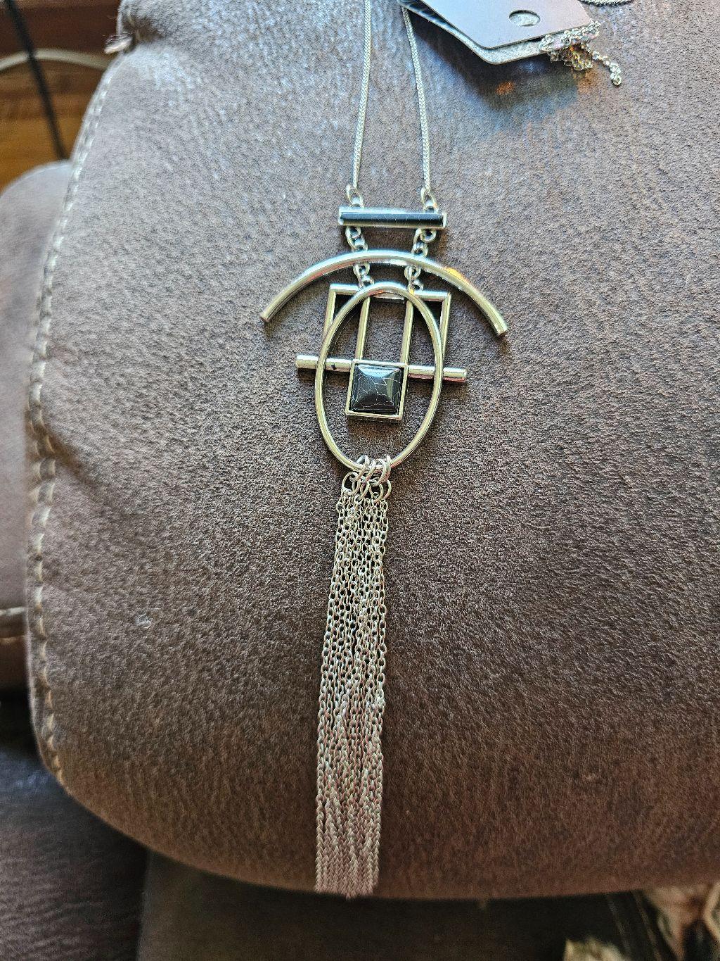 Black Jewel Tassel Necklace