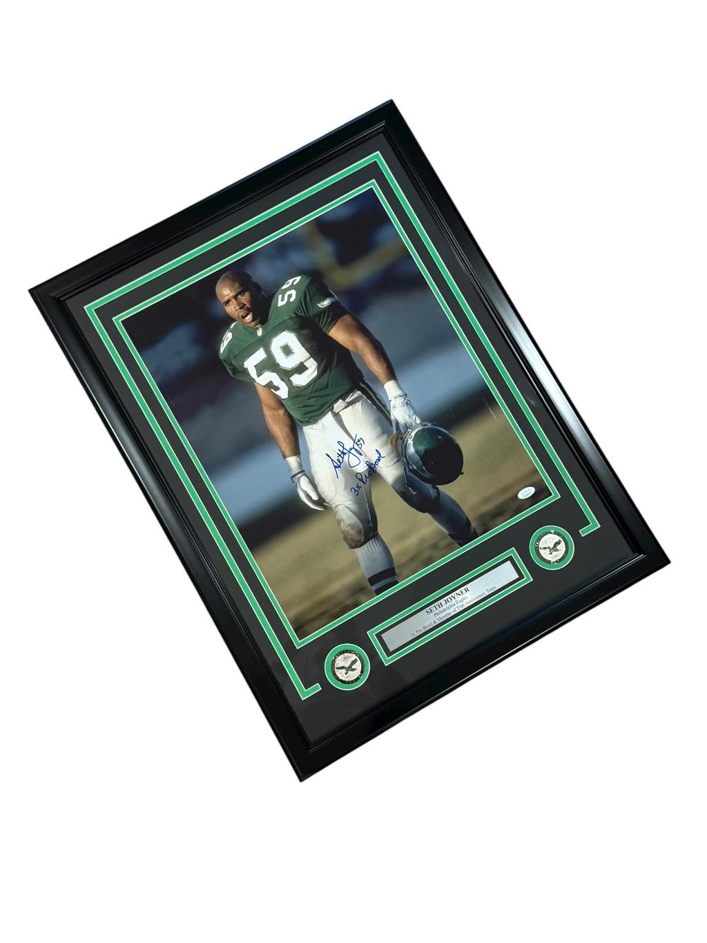 Seth Joyner Autographed & Custom Framed Philadel...