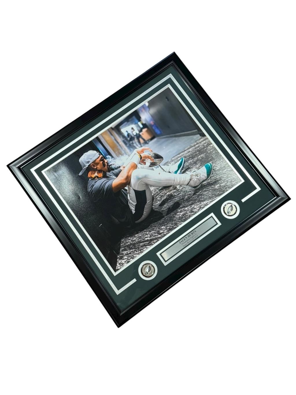 Jalen Hurts Custom Framed Super Bowl LVII Photo