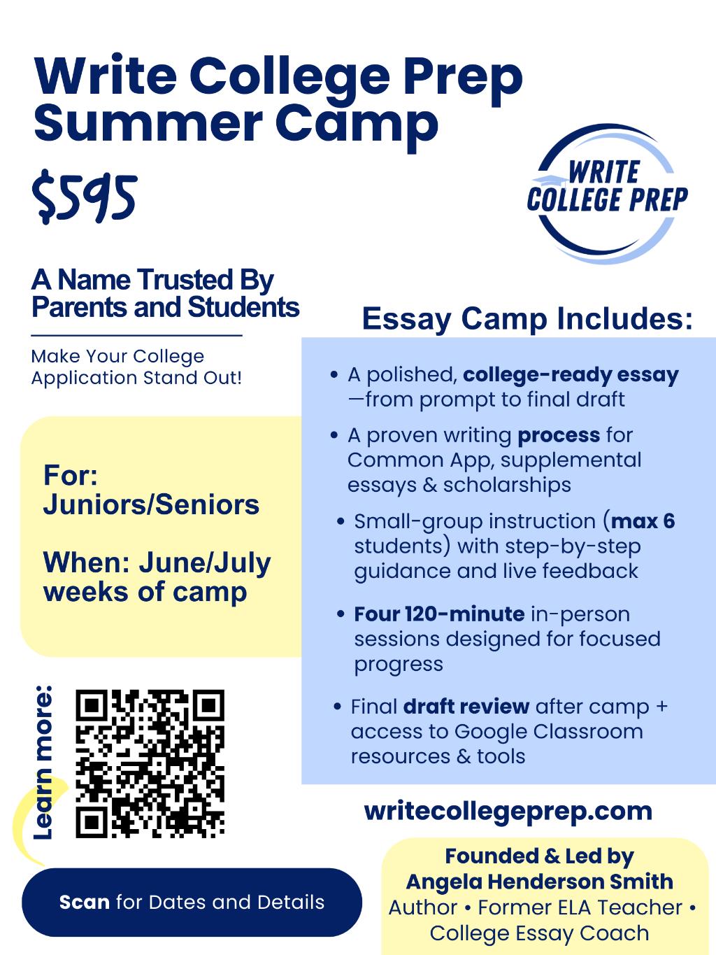 Write College Prep Summer Camp for Juniors and Senio...