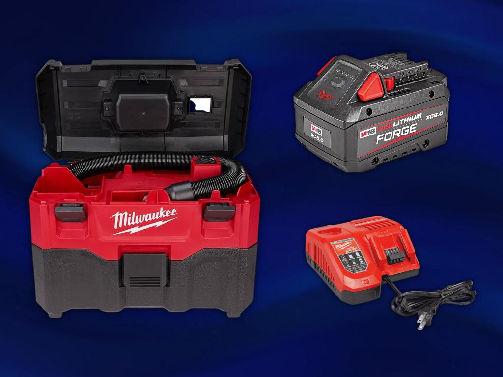 Milwaukee Wet/Dry Vacuum, Battery and Charger