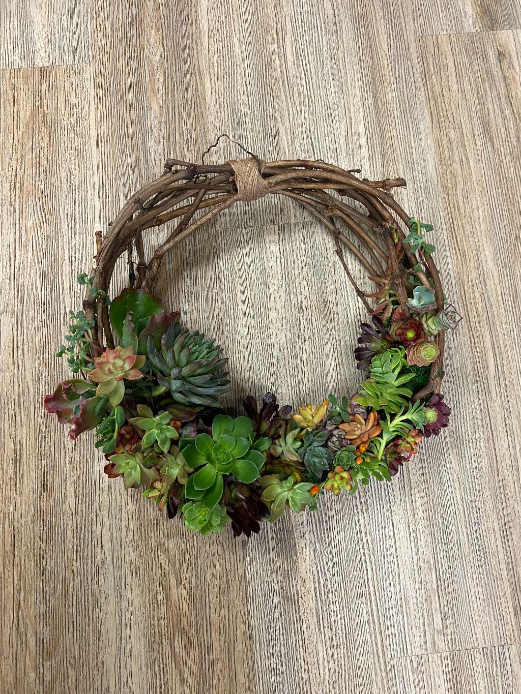 One-of-a-Kind Living Succulent Wreath Made by: Ms. S  and The Earth Nerds!