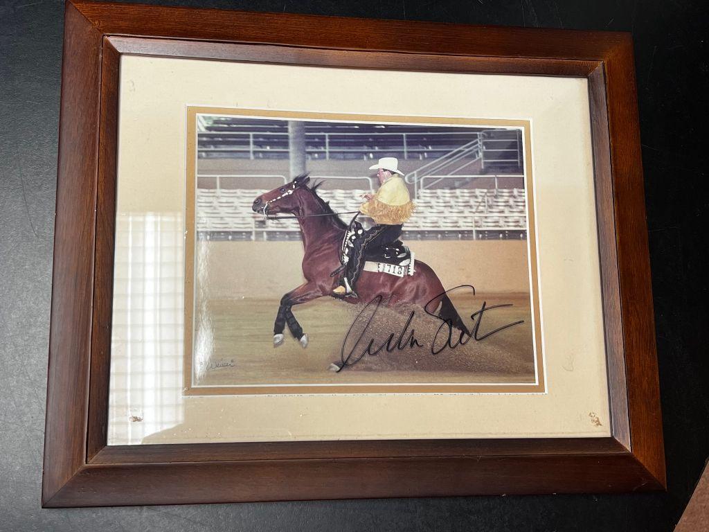 Framed personal photo of William Shatner doing a sli...