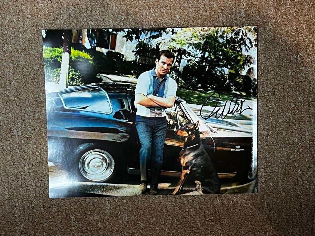 Colorized Photo of William Shatner with his Doberman...