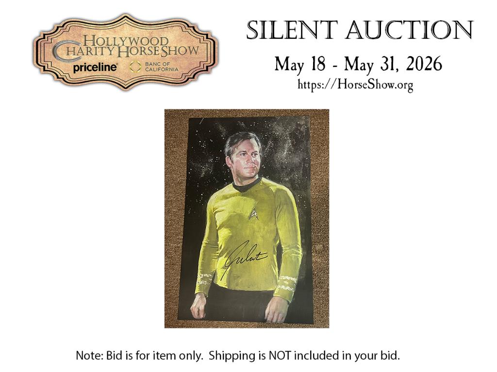 Artwork of Captain Kirk on a starry sky background