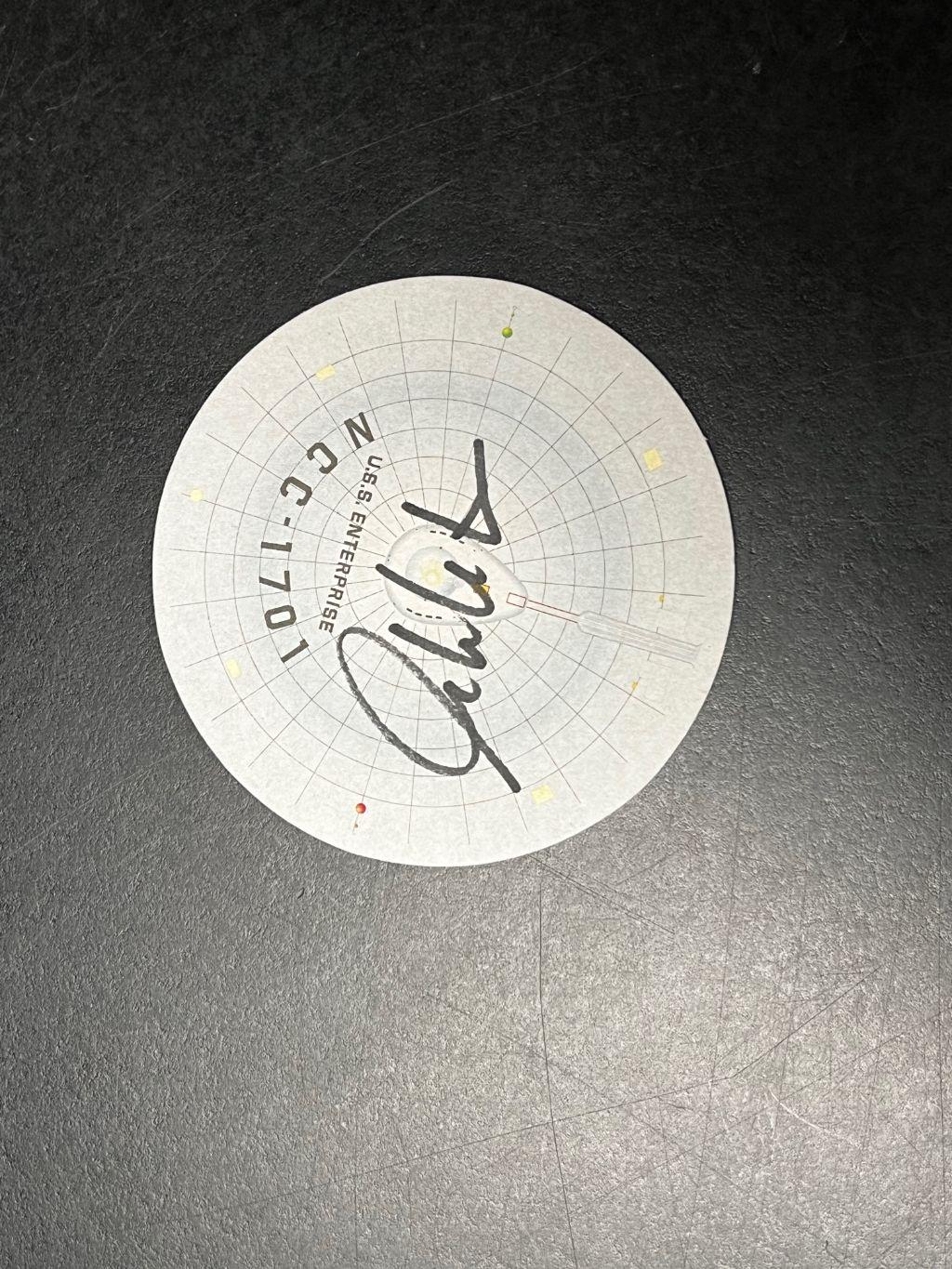 Enterprise Coaster autographed by William Shatner