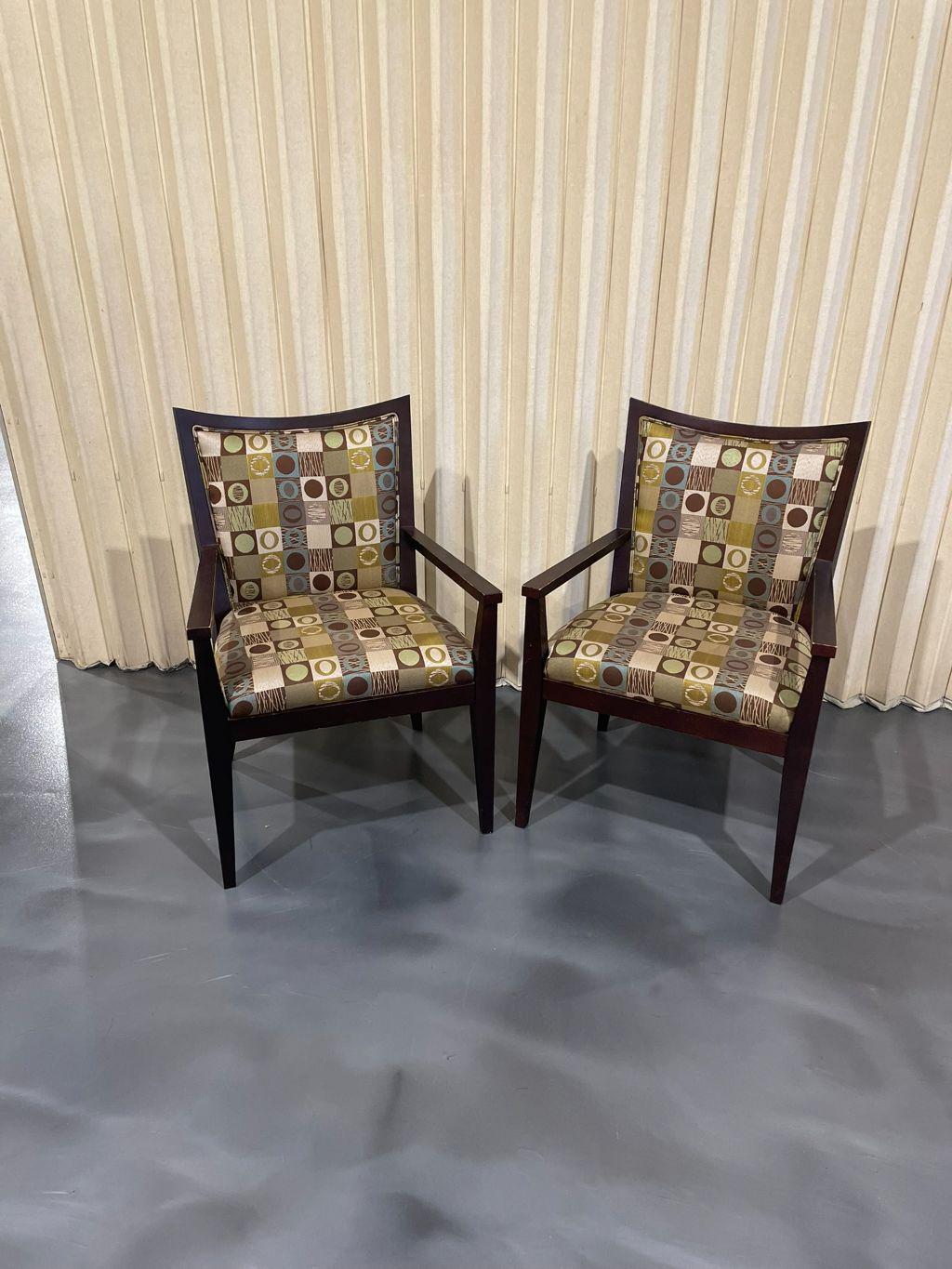 Set (2) Geometric Style Arm Chairs