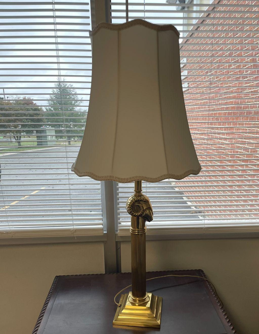 Brass Ram's Head Table Lamp