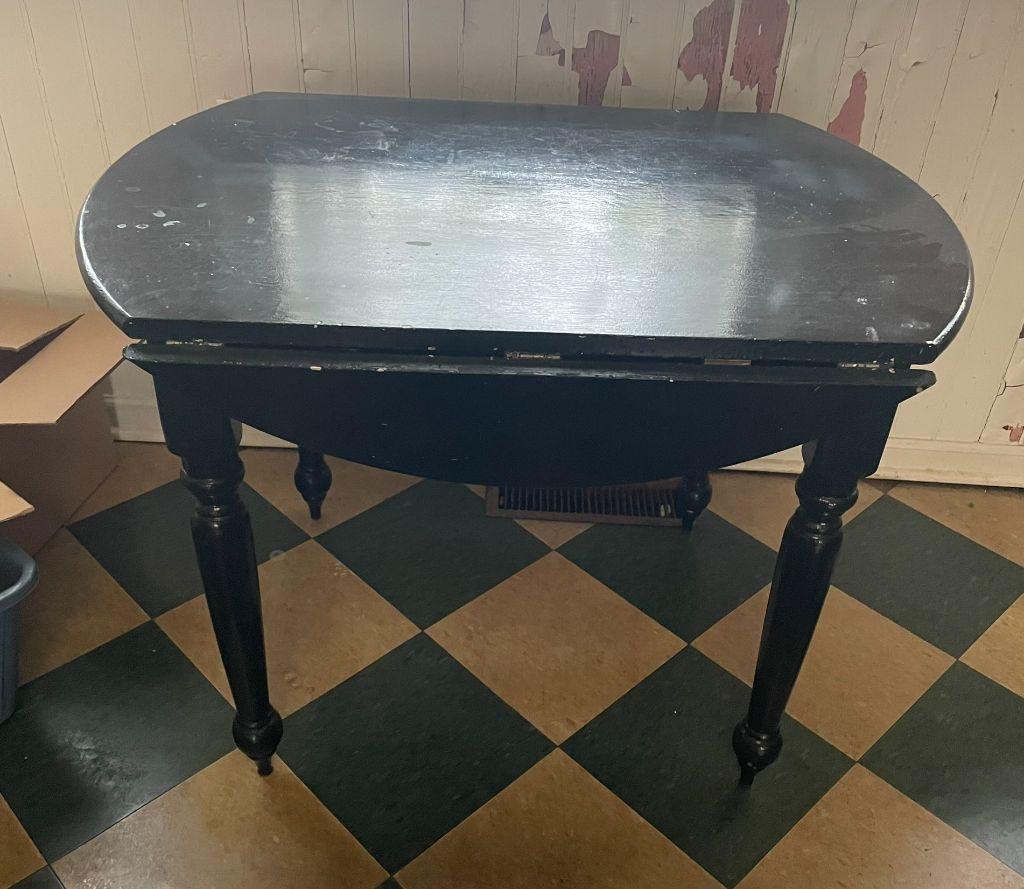 Drop-Leaf Black Table