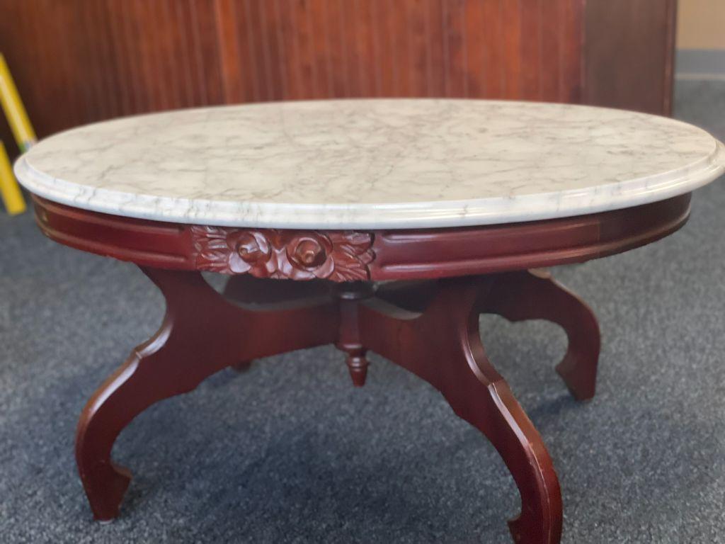 Marble Top Mahogany Coffee Table
