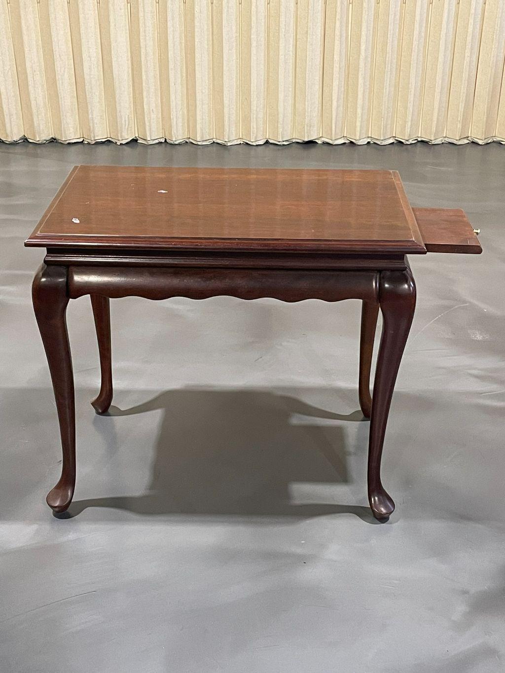 Queen Anne Style End Table with Pull-Out Tray