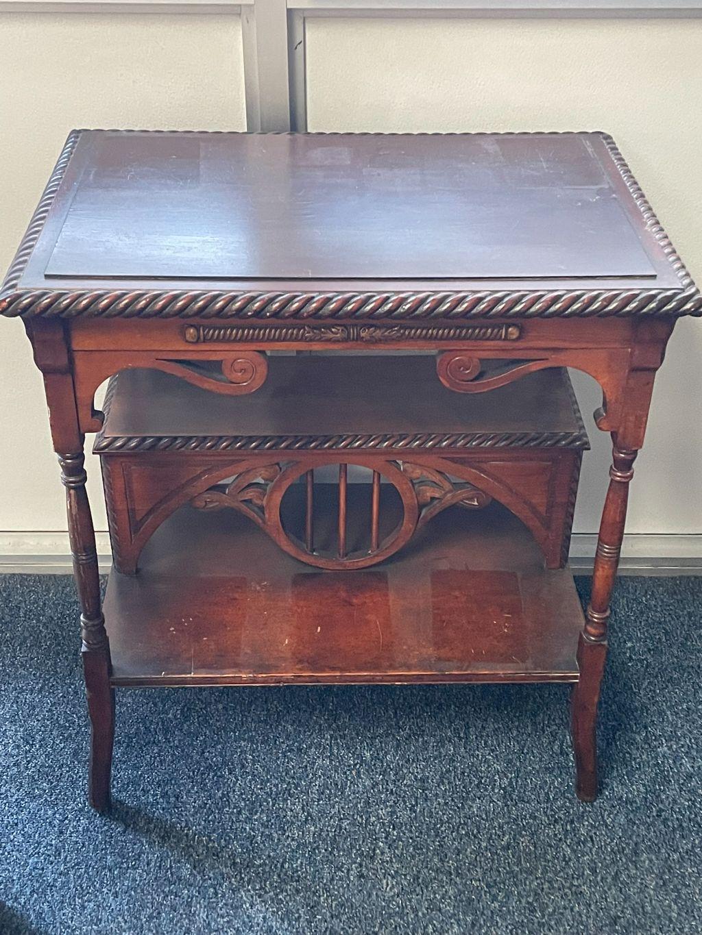 Antique Dark Wood Parlor Table