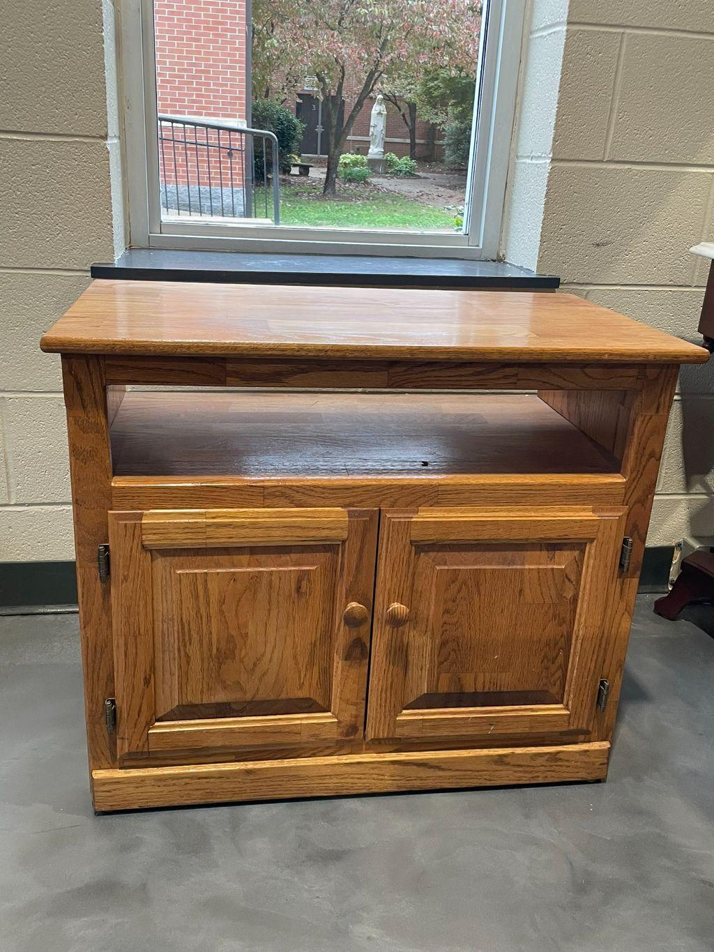 Oak TV Stand with Doors