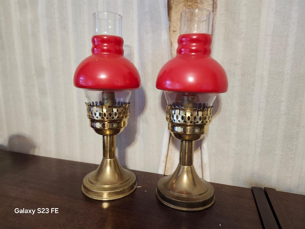 2 Red Kerosene lamps