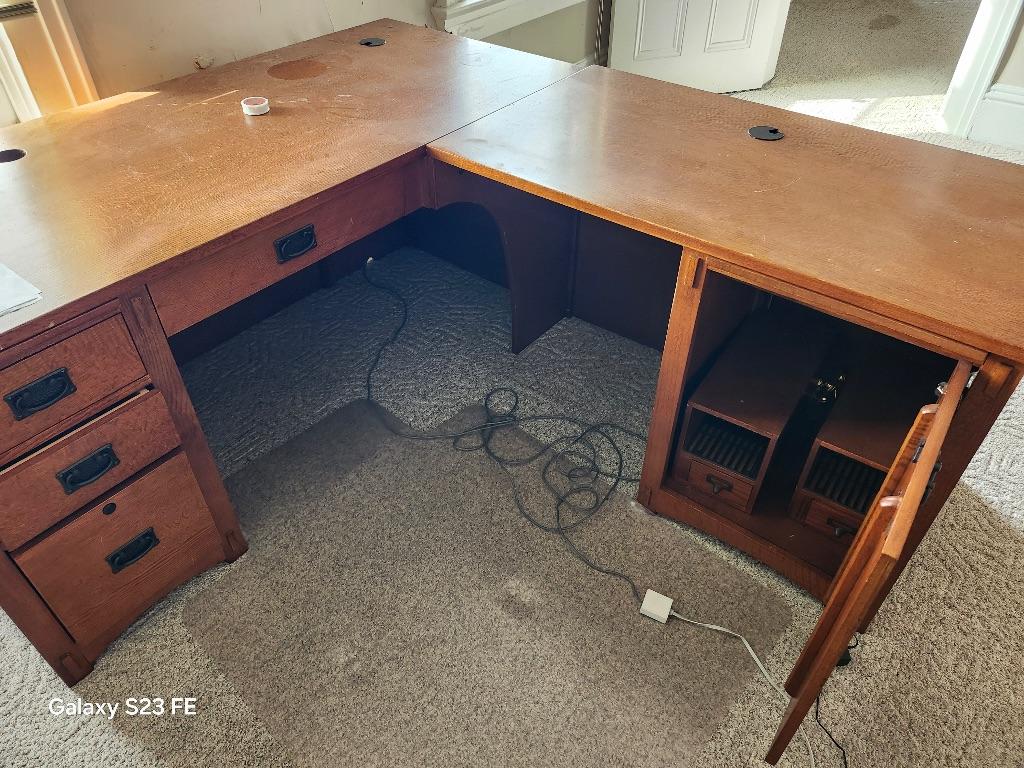 L Shape Wood Desk with side storage