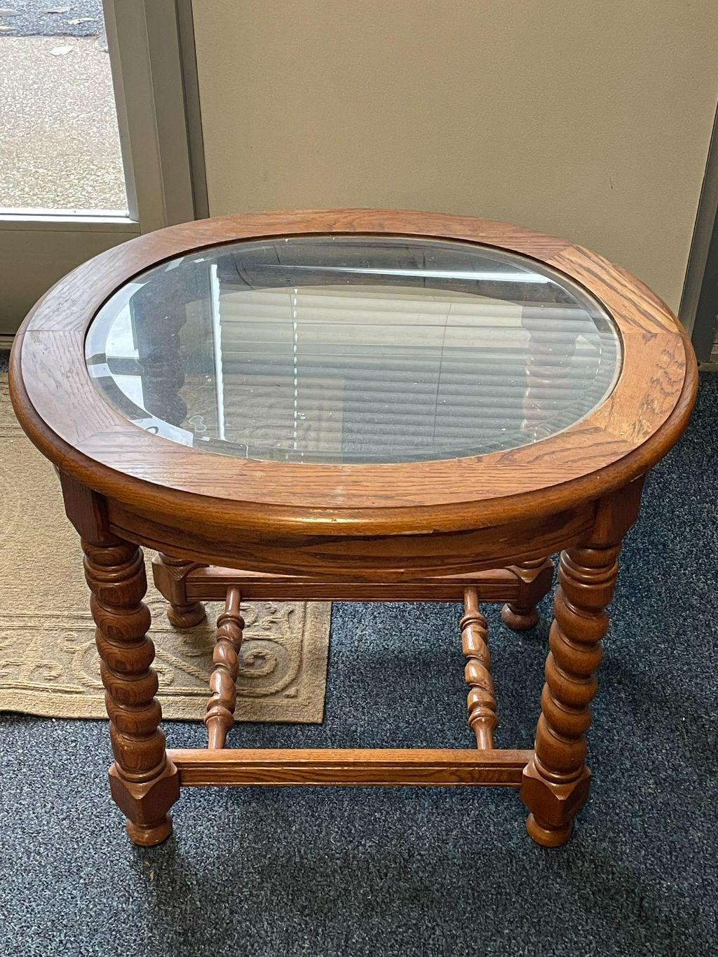 Round Glass Top End Table