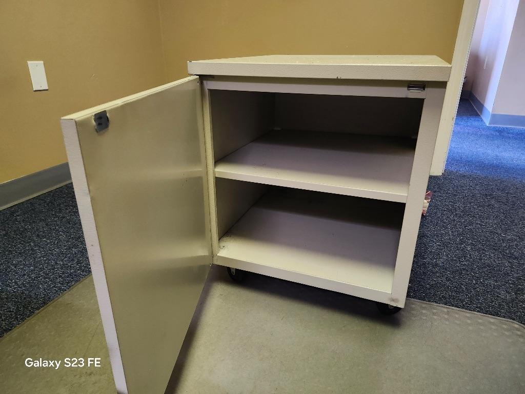 Tan Cabinet on Wheels