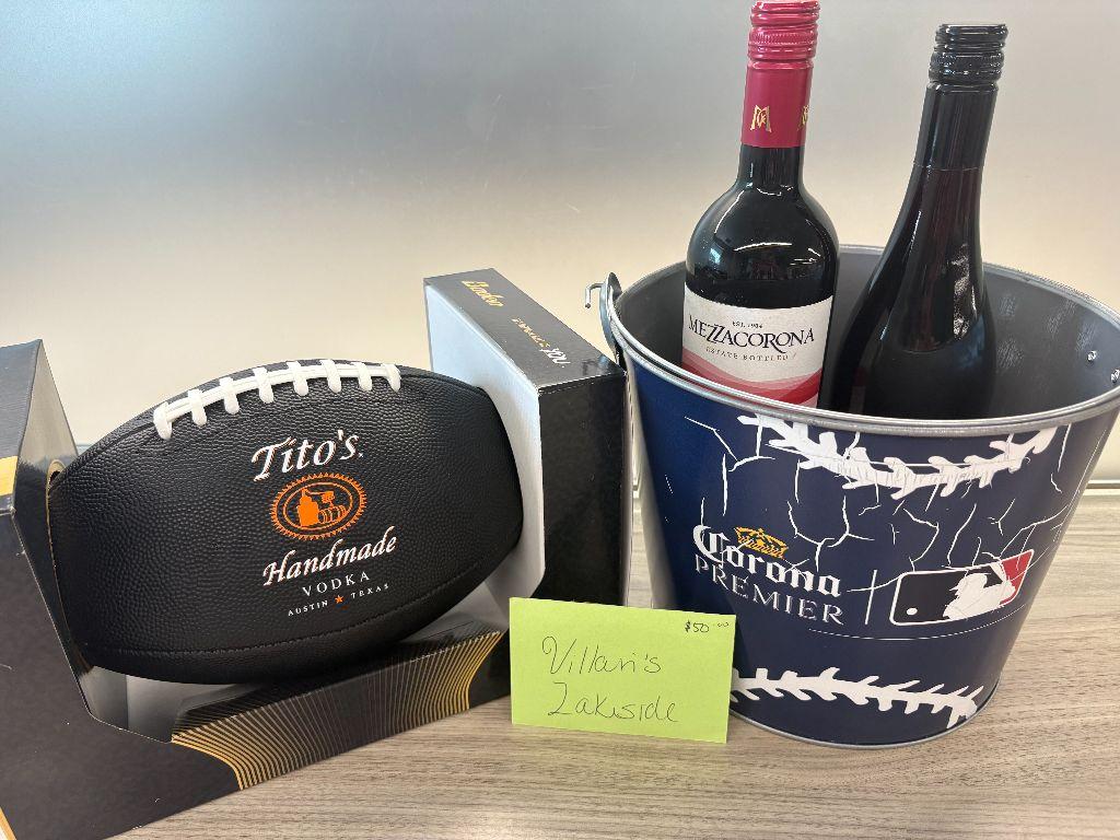 $50 Villari's Gift Card, Wine, and Tito's Football