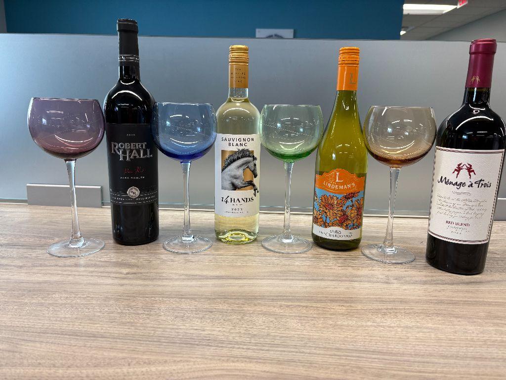 Four-Wine Tasting Set with Lennox Etched Bubble Gobl...