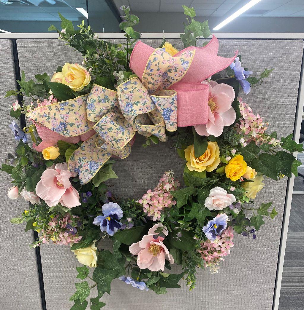 April's Garden - Beautiful Spring Silk Floral Wreath