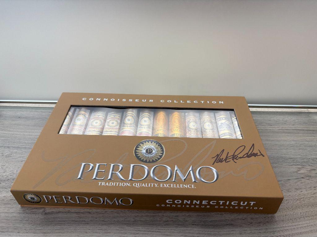 Signed Perdomo Cigar Box and Old Fitzgerald Bourbon