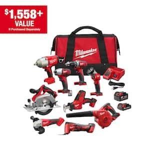 Milwaukee Cordless 9-Tool Combo Kit w/2 batteries, c...