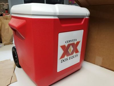 Red Dos Equis Rolling Cooler