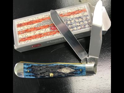 Case 2 Blade Trapper Knife, Blue