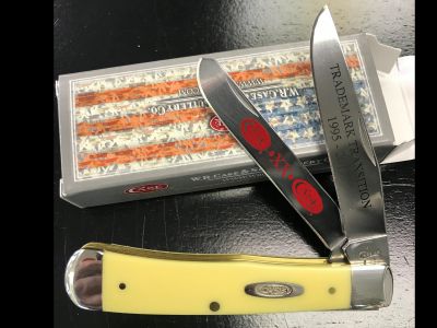 Case 2 Blade Trademark Trapper Knife - Yellow