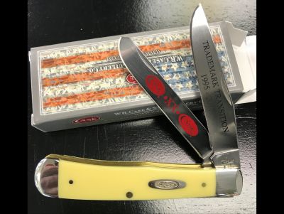 Case 2 Blade Trademark Trapper Knife - Yellow