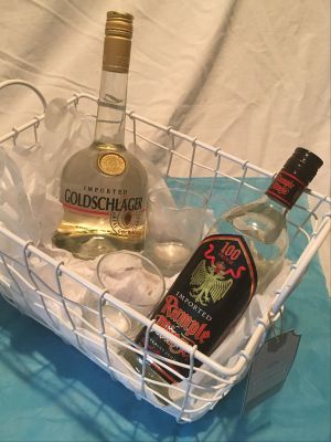 Goldschlager and Rumpleminze Basket