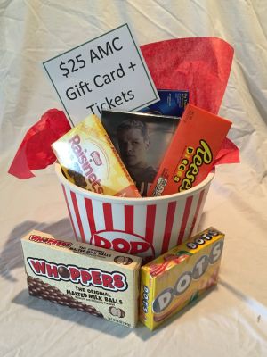 Ceramic Popcorn Bowl with Popcorn and Candy