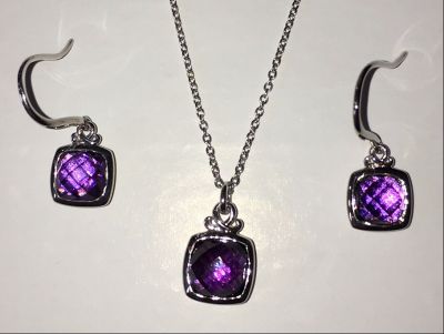 Sterling and Amethyst Pendant and Earrings