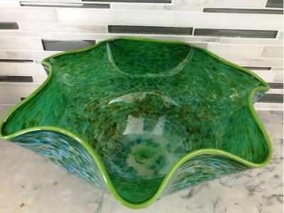 Green Marbled Glass Bowl